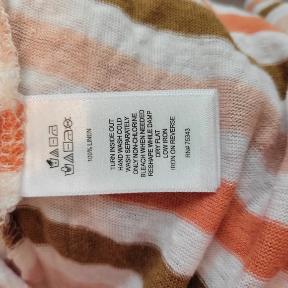 C&C California Linen Orange and White Stripe Fitted Short Sleeve T-Shirt. Size L - Picture 2 of 5